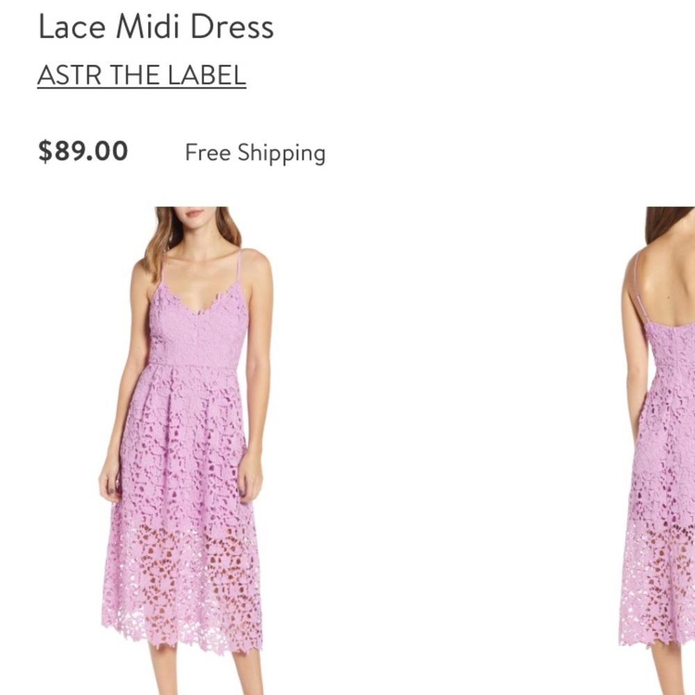 ASTR lace midi dress in light orchid size medium